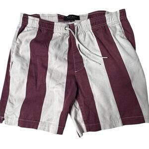 PacSun Maroon White Vertical Striped Shorts - Size Small